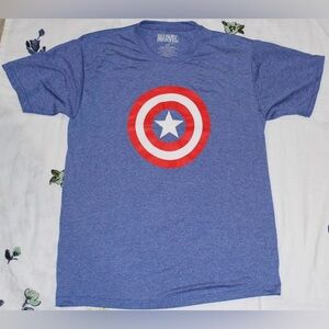 Marvel Captain America Med T-shirt Men’s Graphic Logo Blue Short Sleeve Medium